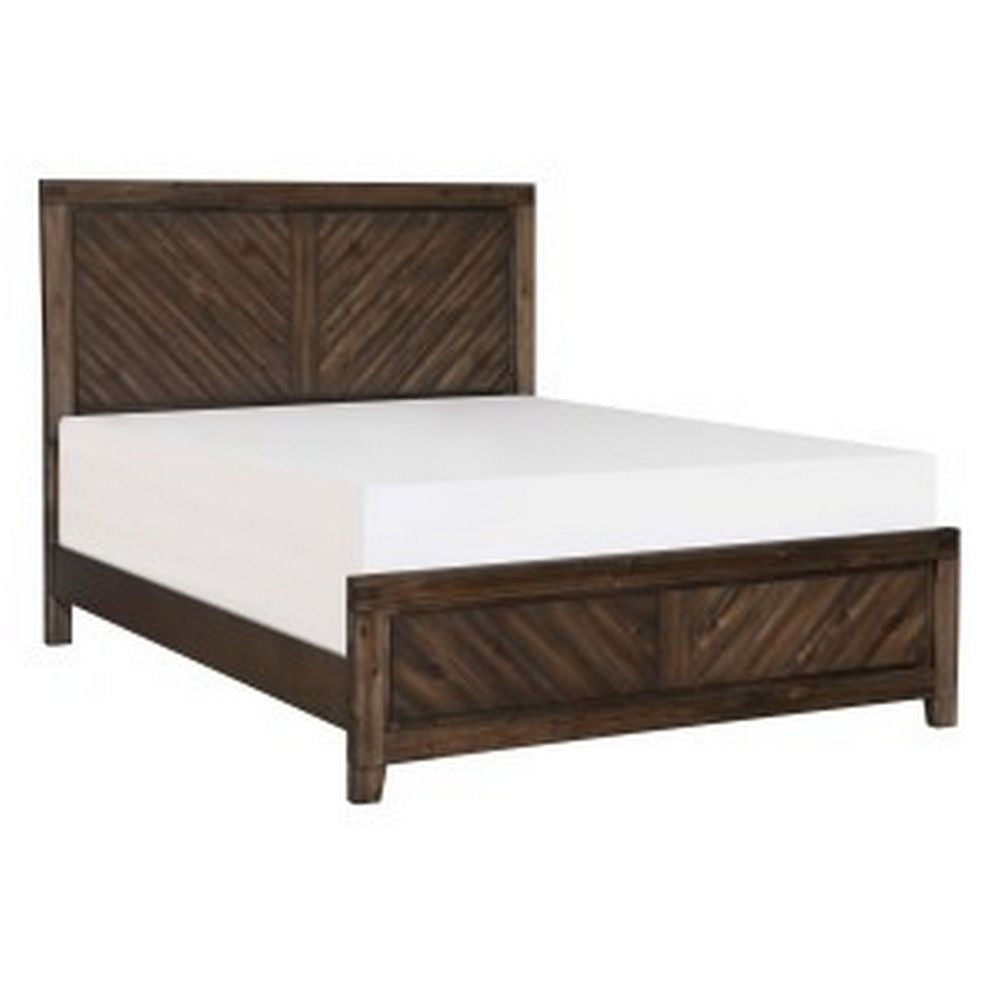 Bitsy Modern Queen Bed, Angled Plank Design, Tapered Legs, Espresso Finish By Casagear Home