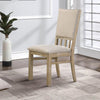 22 Inch Wood Dining Chairs Set of 2, Beige Cushioning, Slatted Low Back By Casagear Home