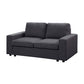 Abe 68 Inch Modern 2 Seater Loveseat, Dark Gray Linen, Black Wood Legs By Casagear Home