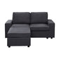 Cap 69 Inch Modern Chaise Loveseat and Ottoman Set Dark Gray Linen Fabric By Casagear Home BM296051