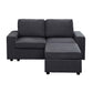 Cap 69 Inch Modern Chaise Loveseat and Ottoman Set Dark Gray Linen Fabric By Casagear Home BM296051