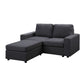 Cap 69 Inch Modern Chaise Loveseat and Ottoman Set, Dark Gray Linen Fabric By Casagear Home