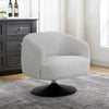 32 Inch Barrel Foam Accent Chair, Swivel Pedestal Base, Beige Boucle Fabric By Casagear Home