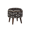 16 Inch Round Upholstered Ottoman Cushioned Seat Tapered Legs Black By Casagear Home BM296129