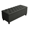 44 Inch Modern Lift Top Storage Bench Button Tufted Seat Charcoal Fabric By Casagear Home BM296136