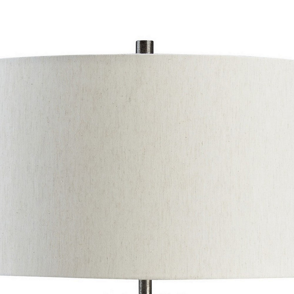 Nila 35 Inch Table Lamp Pewter Gray Metal Base 3 Way Switch Drum Shade By Casagear Home BM296524