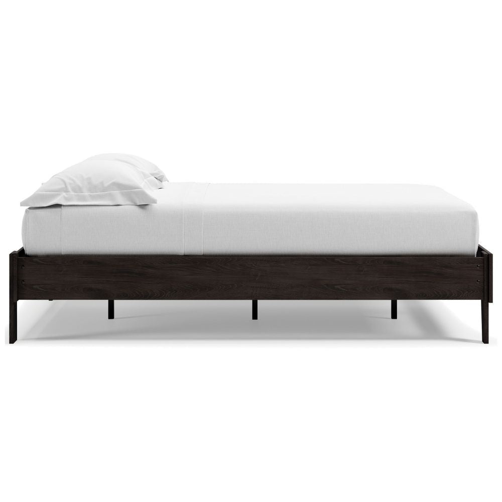 Asher Full Sized Platform Bed Sleek Modern Silhouette Charcoal Wood Frame By Casagear Home BM296531