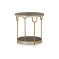 24 Inch Modern Round Side End Table, Sleek Silver Wood, Gold Metal Legs By Casagear Home