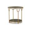 24 Inch Modern Round Side End Table, Sleek Silver Wood, Gold Metal Legs By Casagear Home