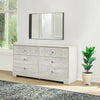 59 Inch Dresser, 6 Drawers, Medallion Design Front, Whitewashed MDF Frame By Casagear Home