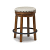 Zane 24 Inch Backless Swivel Counter Stool Round Beige Seat Brown Wood By Casagear Home BM296562