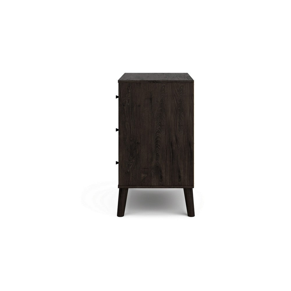 Kiki 34 Inch Bedside Nightstand Chest 3 Spacious Drawers Matte Black By Casagear Home BM296566