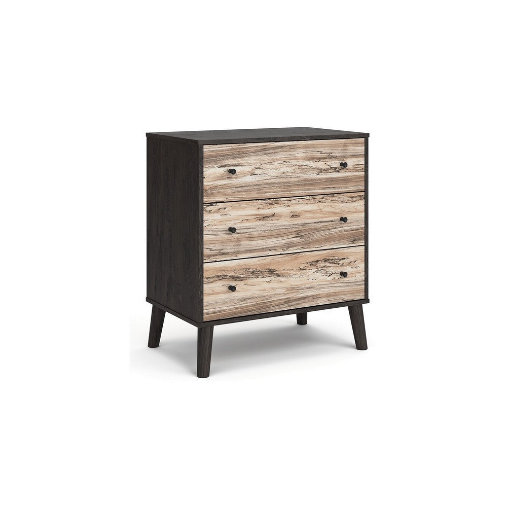 Kiki 34 Inch Bedside Nightstand Chest 3 Spacious Drawers Matte Black By Casagear Home BM296566