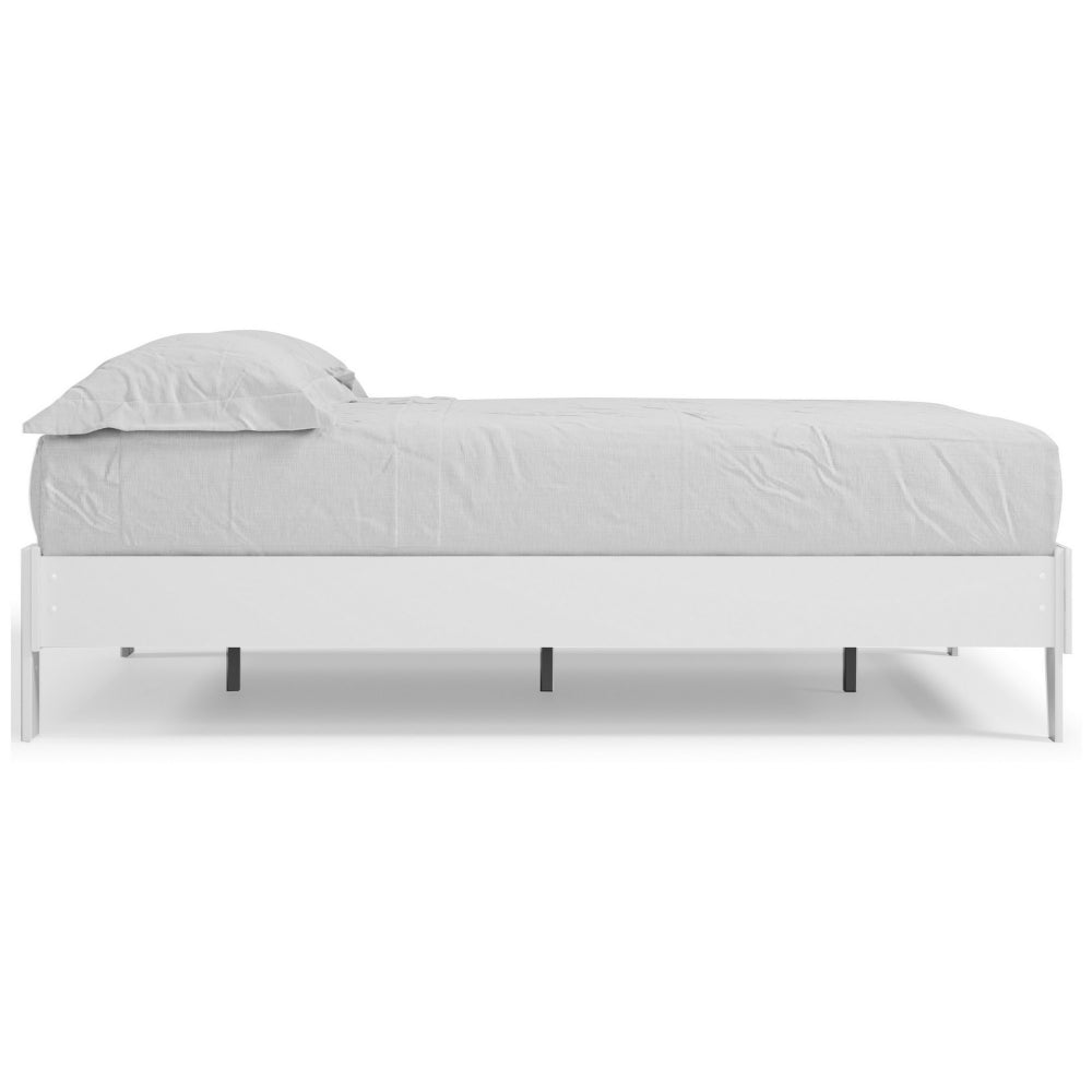 Lass Queen Size Bed Platform Style Modern Low Profile Frame Clean White By Casagear Home BM296567