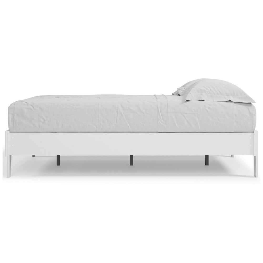 Lass Queen Size Bed Platform Style Modern Low Profile Frame Clean White By Casagear Home BM296567