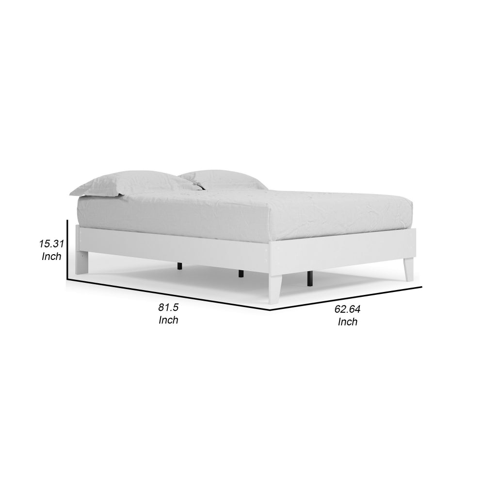 Lass Queen Size Bed Platform Style Modern Low Profile Frame Clean White By Casagear Home BM296567