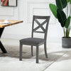 Fia 20 Inch Gray Wood Dining Chair, Set of 2, Crossed Backrest, Padded Seat By Casagear Home