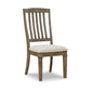 19 Inch Dining Chair Set of 2 Slatted Back Brown Wood Beige Polyester By Casagear Home BM296607