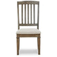 19 Inch Dining Chair Set of 2 Slatted Back Brown Wood Beige Polyester By Casagear Home BM296607