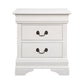 Nim 24 Inch 2 Drawer Nightstand Classic Brass Bail Handles White Wood By Casagear Home BM296645