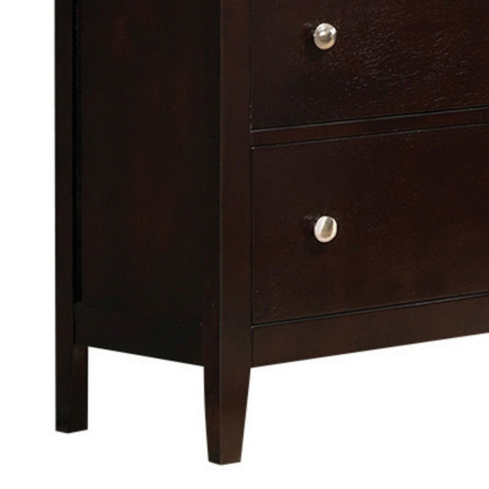 Con 56 Inch Wide Dresser 6 Drawers with Silver Knobs Cappuccino Brown By Casagear Home BM296653