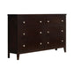 Con 56 Inch Wide Dresser, 6 Drawers with Silver Knobs, Cappuccino Brown By Casagear Home