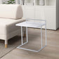 Dey 27 Inch Modern C Side Table, Gloss White Wood Top, Chrome Metal Base By Casagear Home