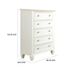 Lila 53 Inch Tall Dresser Chest 5 Drawers with Raised Panels White Wood By Casagear Home BM296707