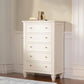 Lila 53 Inch Tall Dresser Chest 5 Drawers with Raised Panels White Wood By Casagear Home BM296707