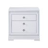 Axl 29 Inch 2 Drawer Nightstand USB Ports Embossed Mirror Trim White By Casagear Home BM296736