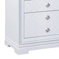 Axl 29 Inch 2 Drawer Nightstand USB Ports Embossed Mirror Trim White By Casagear Home BM296736