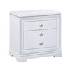 Axl 29 Inch 2 Drawer Nightstand USB Ports Embossed Mirror Trim White By Casagear Home BM296736