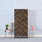 Akk 71 Inch 2 Door Tall Wardrobe Cabinet, Sled Legs, Chevron Wood Brown By Casagear Home