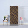 Akk 71 Inch 2 Door Tall Wardrobe Cabinet, Sled Legs, Chevron Wood Brown By Casagear Home