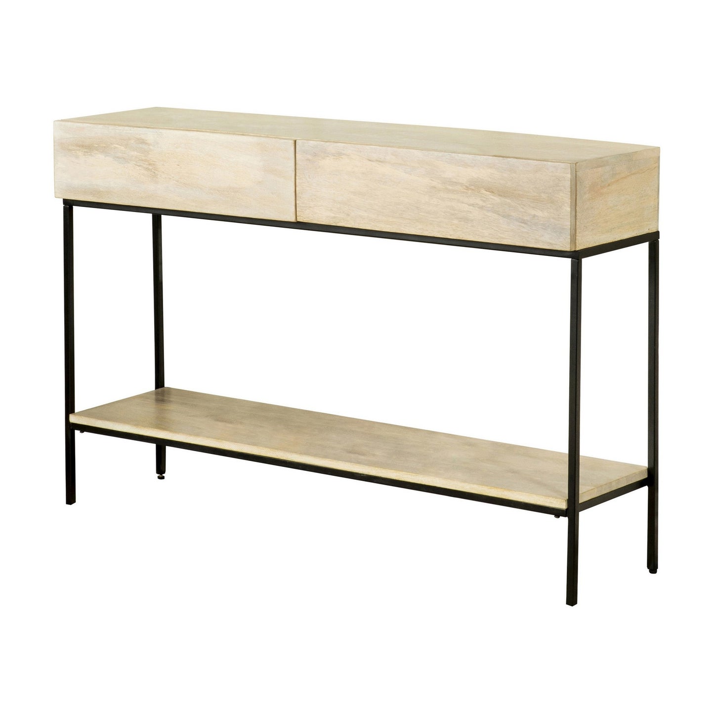 46 Inch 2 Drawer Console Table with Open Shelf Sleek Straight Legs Black By Casagear Home BM296793