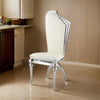 20 Inch Side Dining Chair, Set of 2, Steel Frame, Beige Faux Leather Seat By Casagear Home