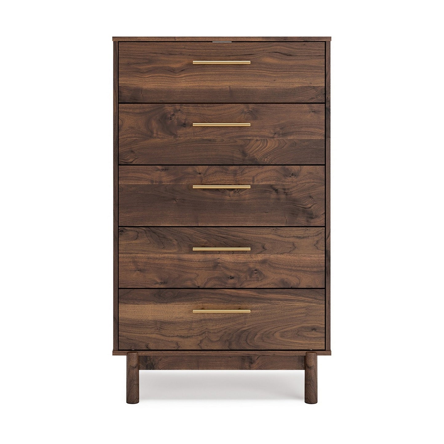 Kip 50 Inch 5 Drawer Modern Tall Dresser Chest Dark Brown Gold Handles By Casagear Home BM296901