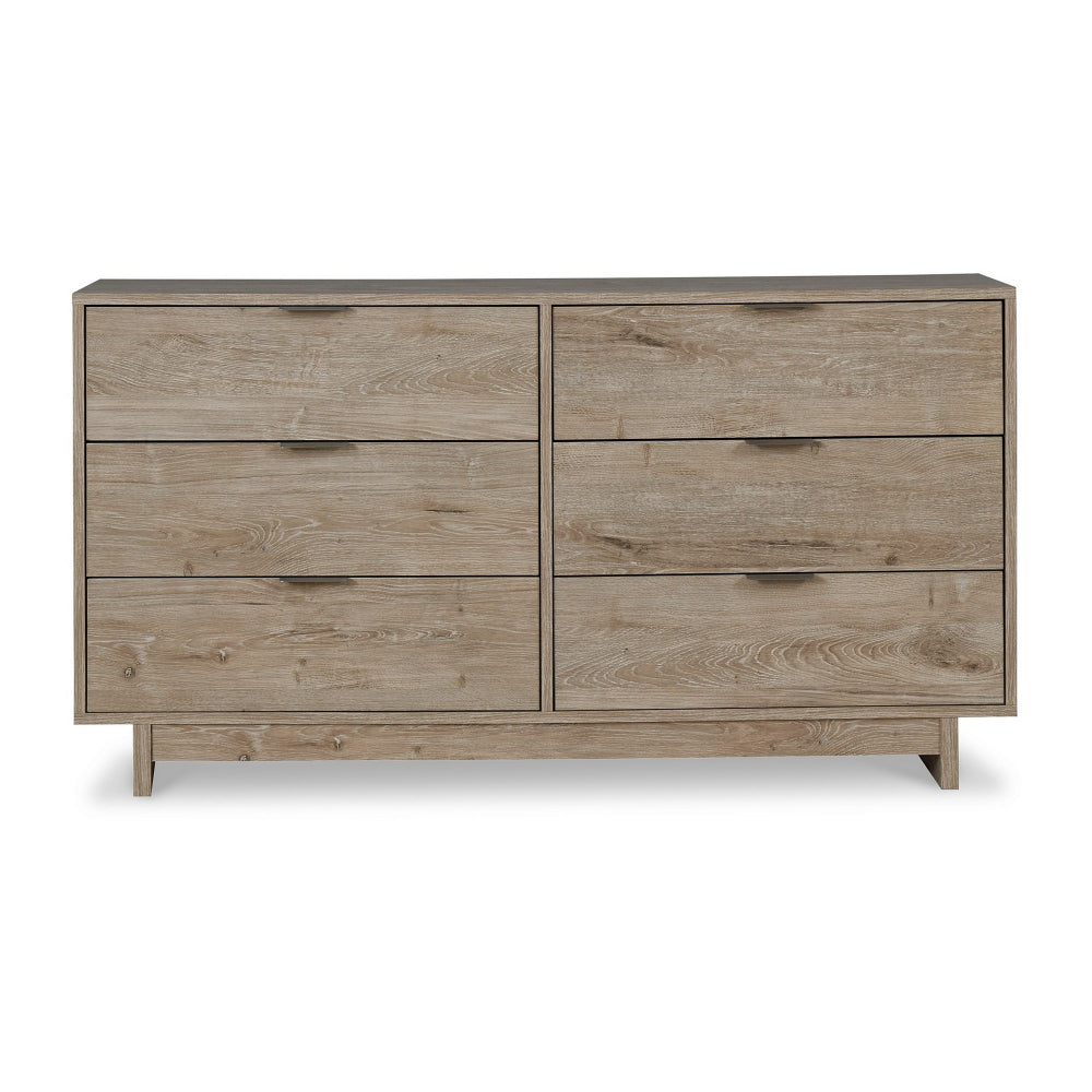 Fervor 59 Inch Dresser 6 Drawers Brown Wood Frame Brushed Nickel Handles By Casagear Home BM296939