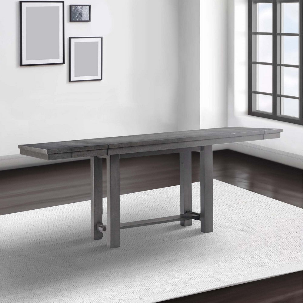 Ibis 62-86 Inch Extendable Counter Table Smooth Surface Antique Gray Wood By Casagear Home BM297011