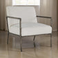 Tusk 30 Inch Accent Chair, Classic Pewter Aluminum Frame, Cream Upholstery By Casagear Home