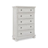 Kith 58 Inch 5 Drawer Tall Dresser Chest, Classic White Wood, Bun Feet By Casagear Home