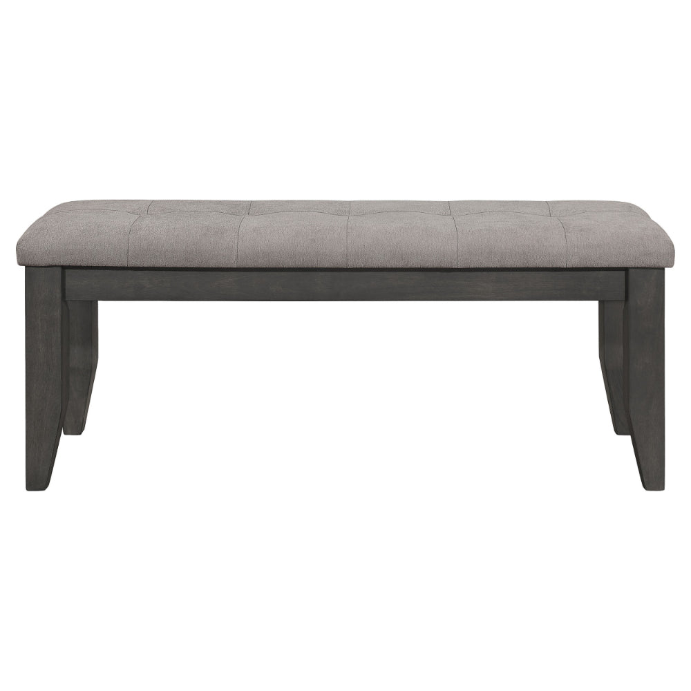 Lyla 47 Inch Dining Bench Sleek Cushioned Seat Rustic Gray Wood Frame By Casagear Home BM297172