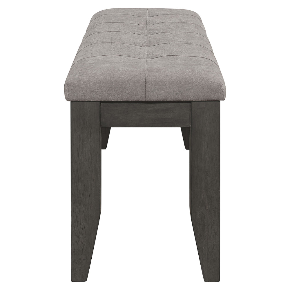 Lyla 47 Inch Dining Bench Sleek Cushioned Seat Rustic Gray Wood Frame By Casagear Home BM297172