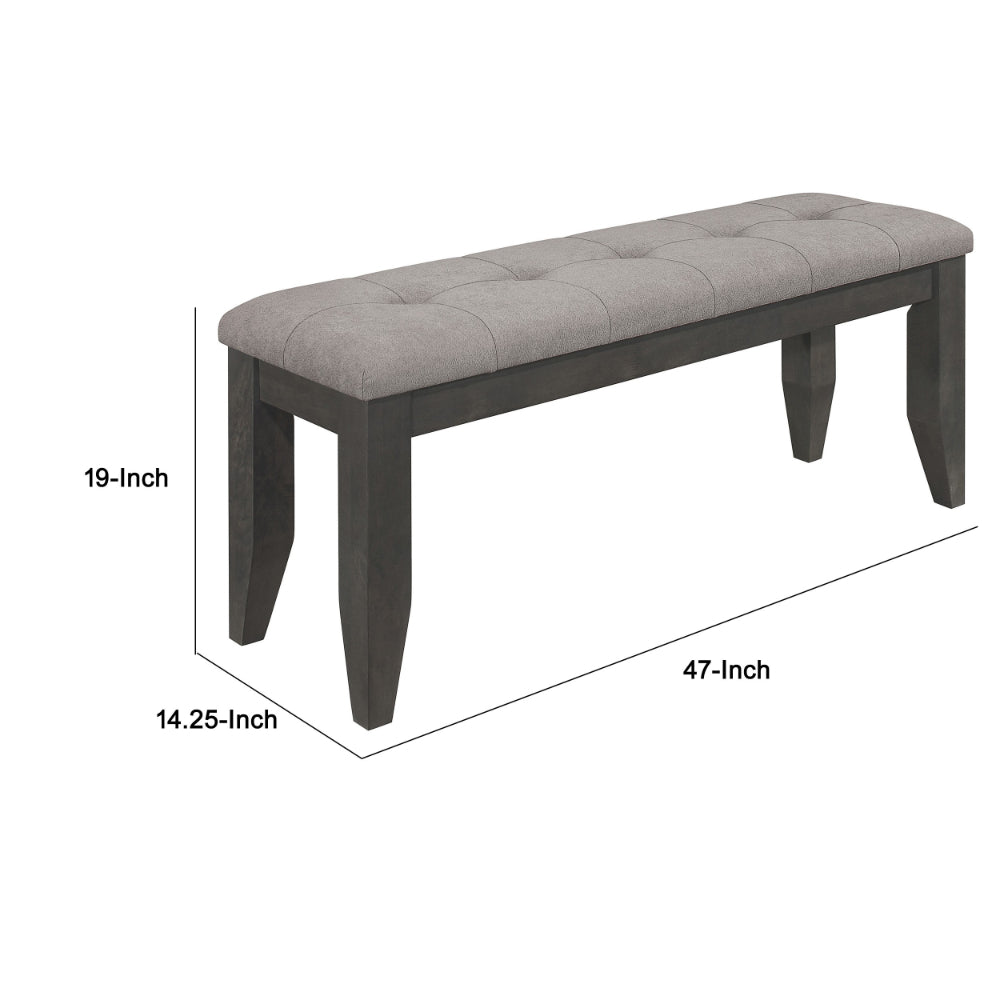 Lyla 47 Inch Dining Bench Sleek Cushioned Seat Rustic Gray Wood Frame By Casagear Home BM297172