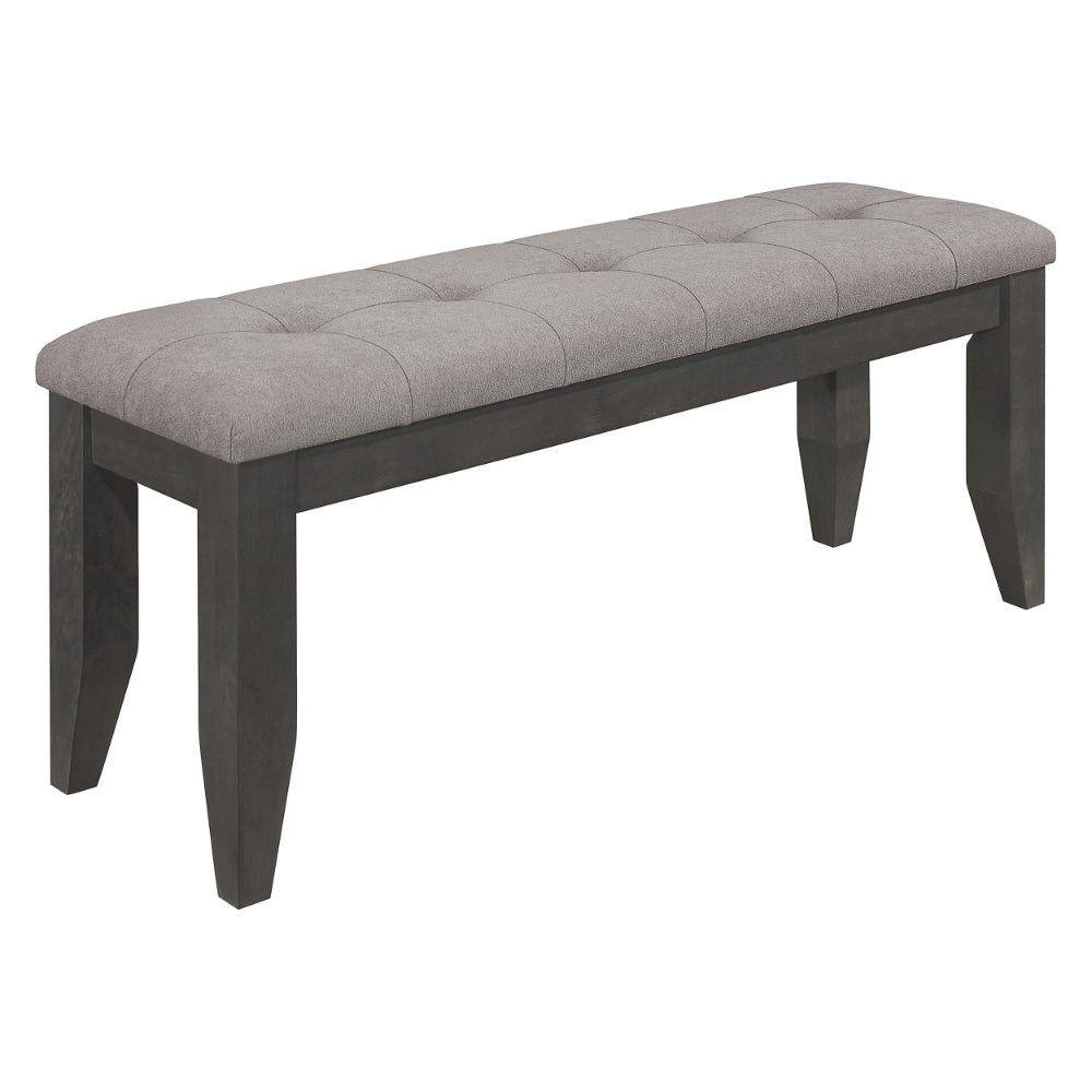 Lyla 47 Inch Dining Bench Sleek Cushioned Seat Rustic Gray Wood Frame By Casagear Home BM297172