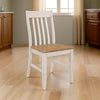 18 Inch Dining Chair, Set of 2, Slatted Back, Antique White Wood Frame By Casagear Home