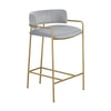 Lox 26 Inch Modern Counter Stool Low Padded Back Gray Gold Metal Frame By Casagear Home BM297213