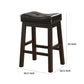 25 Inch Set of 2 Counter Height Stools Brown Faux Leather Saddle Seat By Casagear Home BM297224