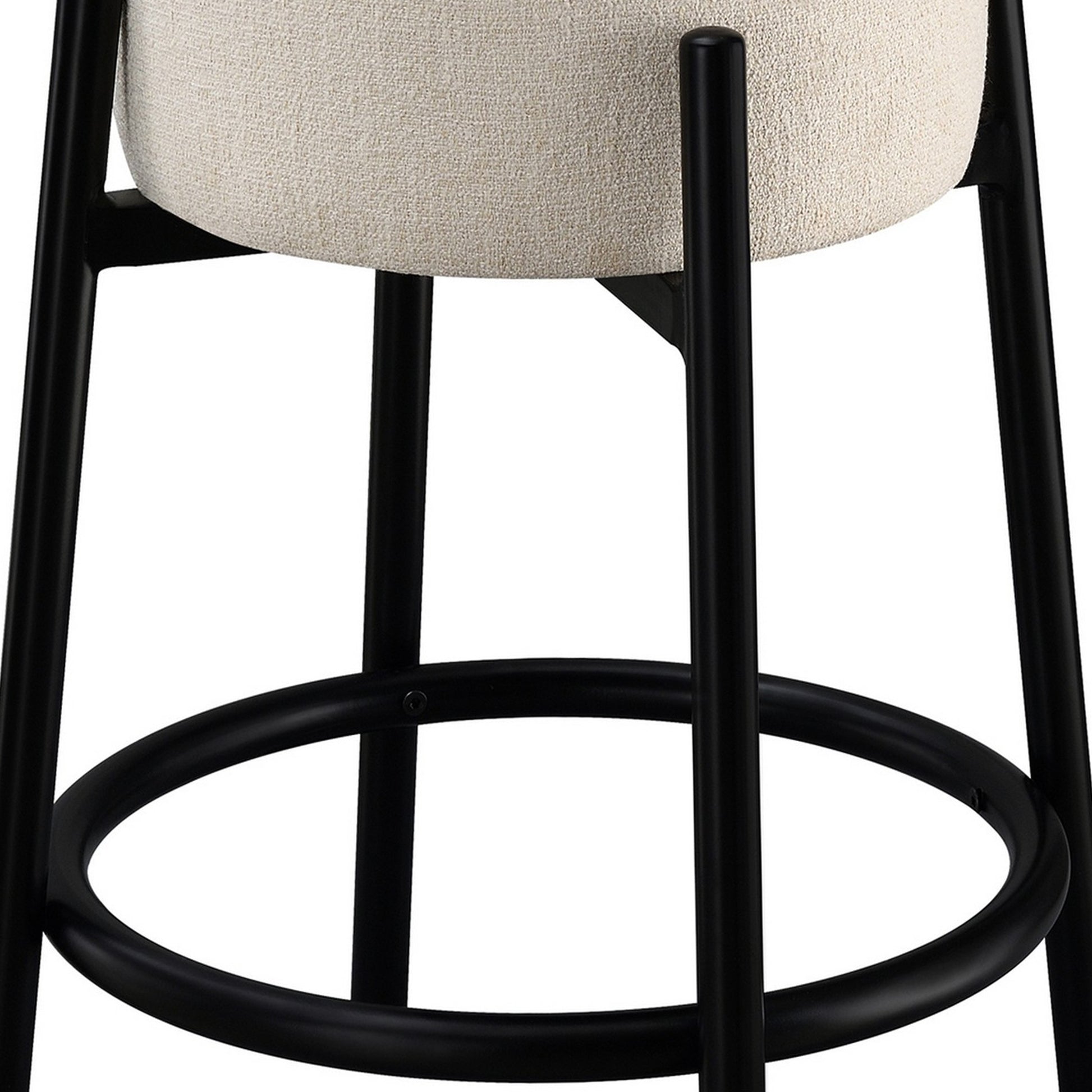 25 Inch Set of 2 Round Counter Height Stools Black White Fabric Pouf Seat By Casagear Home BM297225