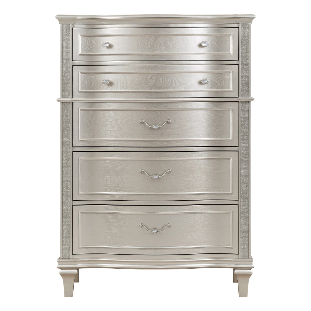 Inz 60 Inch 6 Drawer Tall Dresser Chest Elegant Trim Classic Silver By Casagear Home BM297263